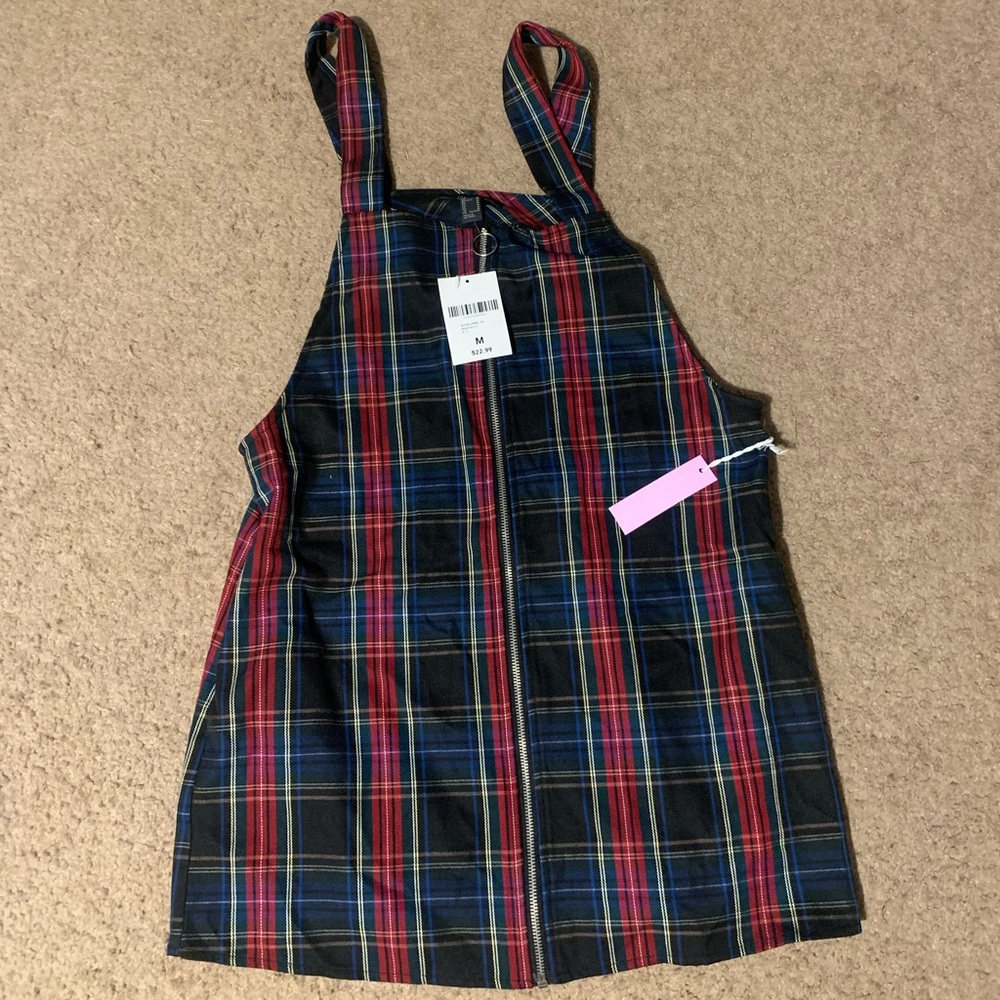 Plaid Zip Up Pinafore